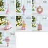 Pink Christmas Hanging Decoration Wreath Car Plastic Xmas Ornament Ball Party Supplies Gift Box Xmas Baubles Christmas