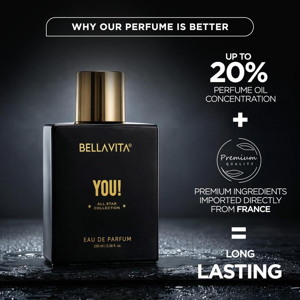 BELLAVITA You EDP | Parfüm für den Mann | Langanhaltend | 100ml | Lavendel & Bergamotte Duft | Premium Parfüm für Männer
