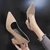 2023 Europäische und amerikanische dicke High Heels: Damen Pumps mit flacher Zehenpartie