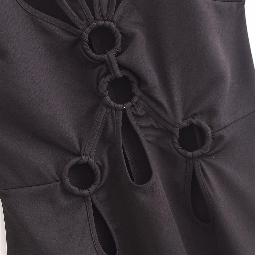 2025 Spring Women's Sexy Solid Sleeveless Off-Shoulder Hollowed Short Dress