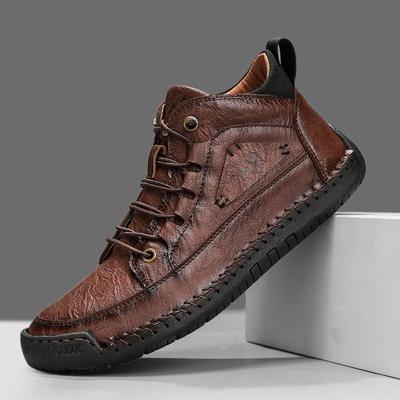 Botas de Hombre de Cuero Cosidas a Mano Cuero Genuino Zapatos de Cuero Casuales para Hombre Botines para Hombre Zapatos Casuales Talla Grande Zapatos de Trabajo
