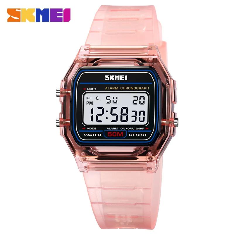 SKMEI 2056 LED Men Sport Square Mirror Face Silicone Women Digital Wristwatch Electronic Alarm Clock Reloj Hombre Unisex Watches