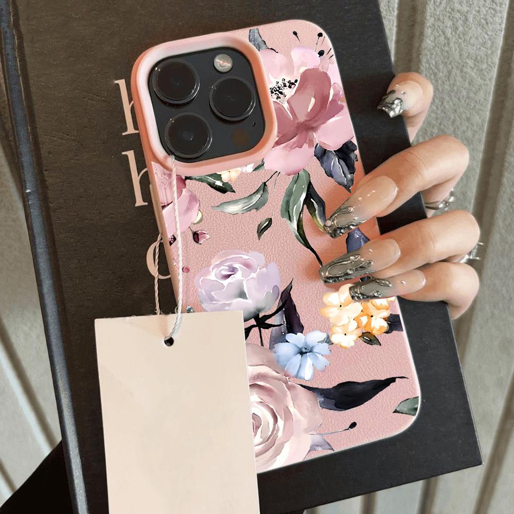 Lichee leather pattern Phone Case For HOT Cool Flower Lily Luxury iPhone 17 16e 16 15 14 13 12 11 Air Pro Max Plus X XR XSMax