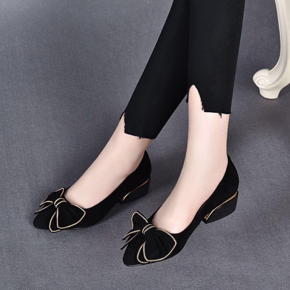 

Fashion Fashionable versatile thick heeled women s shoes,new summer shallow mouth flats women s elegant and simple mid heeled shoes 41 чёрный