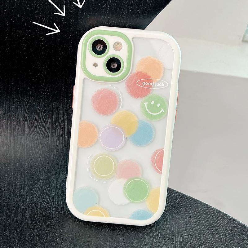 Liebe Herz Lächelndes Gesicht Muster Acryl Handyhülle für Iphone 13 11 12 14 Pro Max Xs Xr X 14 Plus Soft Bumper Hard Back Cover