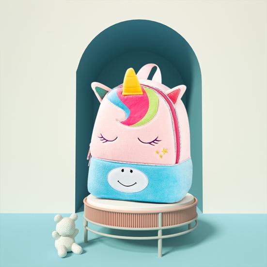 Zaino Peluche per Bambini Animale Carino Borsa da Scuola Zaino per Bambini con Tasca Frontale con Zip per Bambini e Bambine Pre-scolari Studenti Elementari