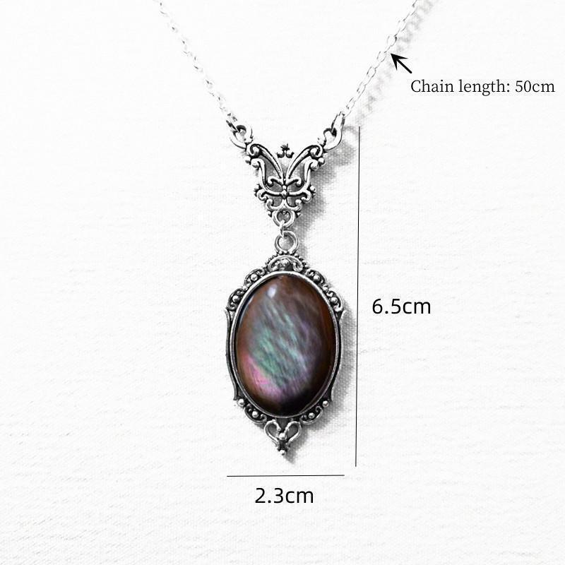 

Temperament Victorian Geometric Ellipse Colored Cameo Resin Pendant Necklace for Women Halloween Charm Retro Jewelry Accessories