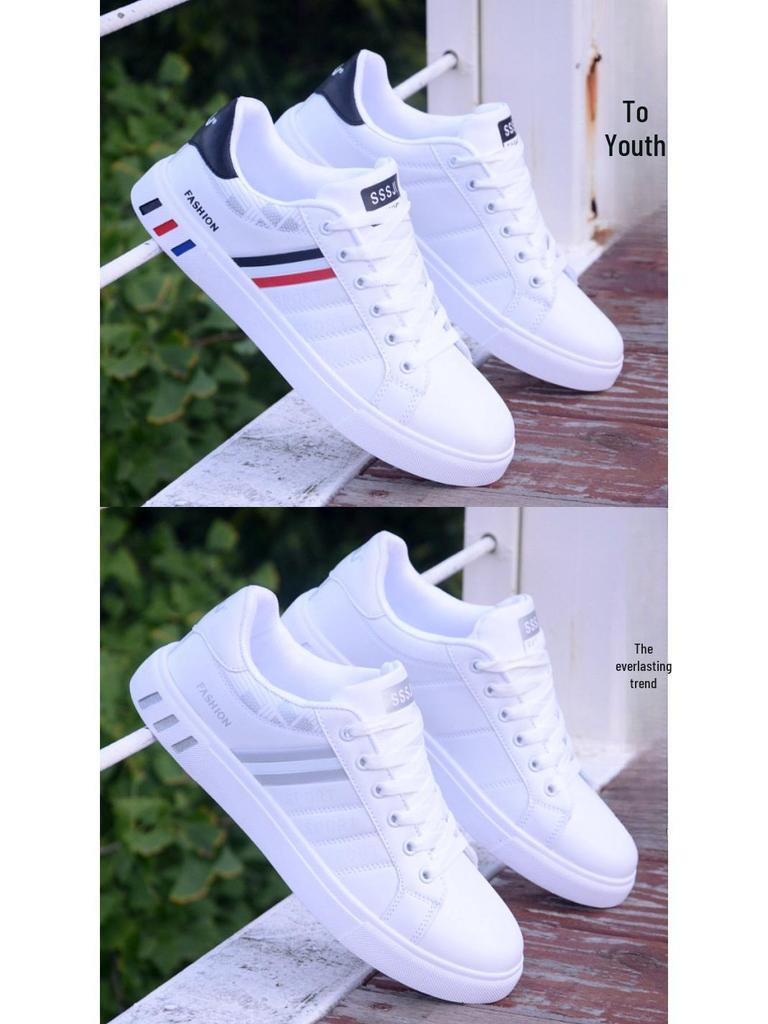 2024 Summer Men's Trendy White Casual Sports Shoes - Korean Style, All-Match, Flat Sneakers for Students