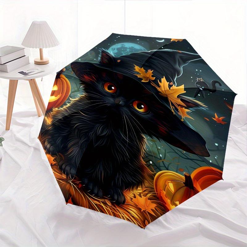 Witchcraft, Halloween Theme 8 Bone Hand Automatic Folding Umbrella, Compact and Portable Design, A Perfect Gift for Birthday, Christmas or B