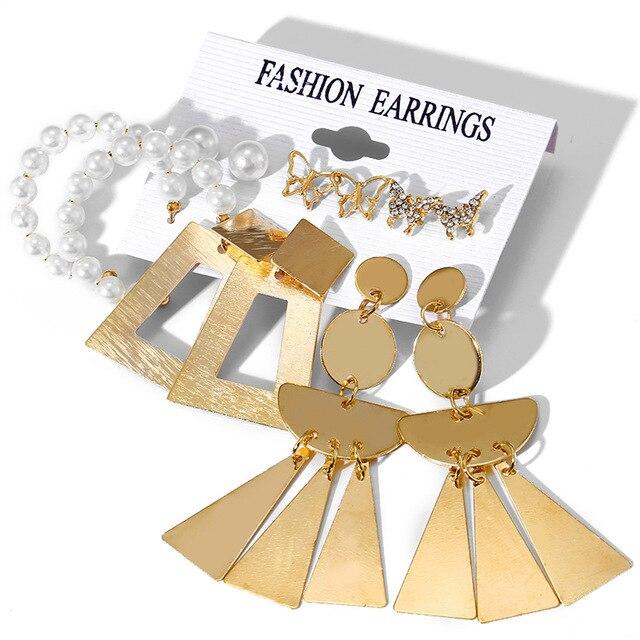 17KM Trendy gull metall øredobber for kvinner geometrisk dusk sett med øredobber mote dangle drop øredobber gave 2021 kvinnelige smykker