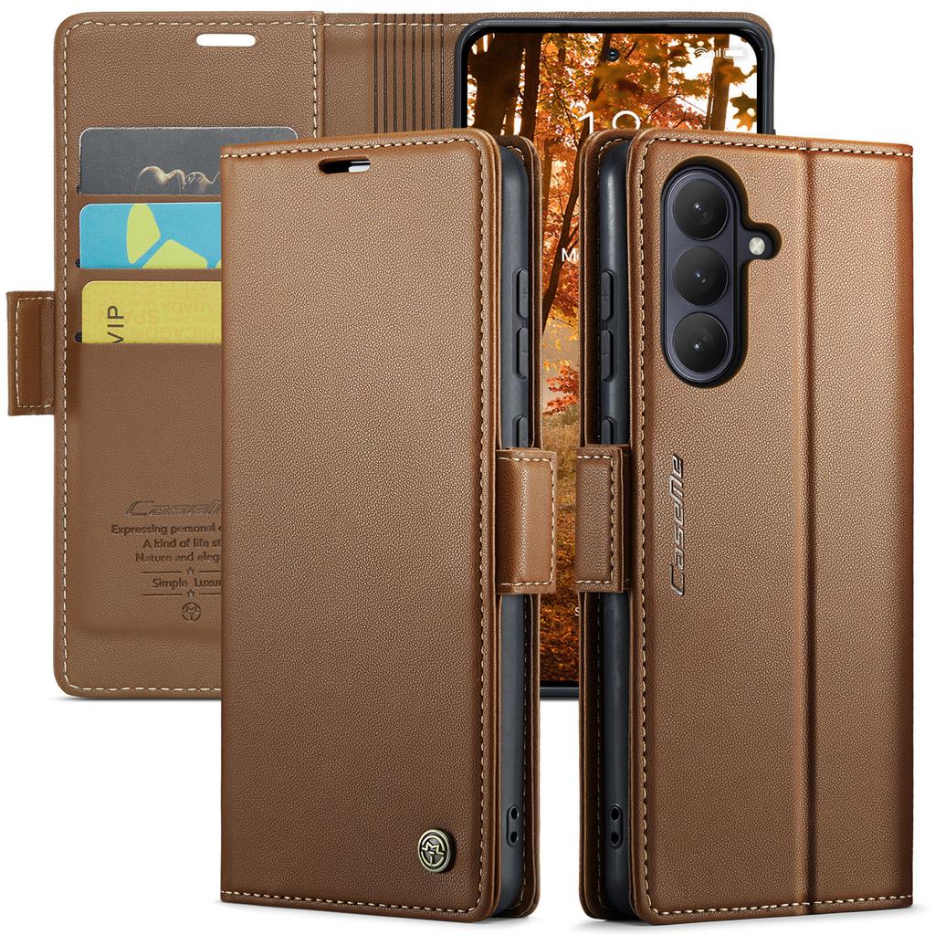 Luxury Magnetic Cards Solt Wallet Flip for Samsung S26 Ultra S25 Plus S24 S23 A36 A56 A17 A07 Kickstand Business Pocket Cover