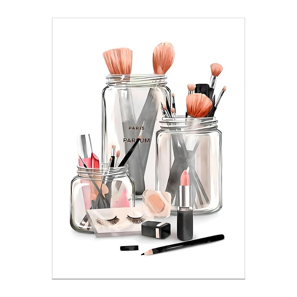 Fashion Girly Pink Makeup Collection EyeLash Lipstick Perfume Poster Canvas Painting Wall Art Pictures Home Bedroom Decor