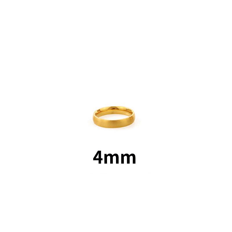 Brushed Titanium Steel Women's Ring with 18K Gold Accents - Modern Cold Style for Couples