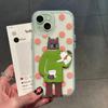 Couple Catching Fish Cat Is Suitable for Apple Promax Creative Mobile Phone Case Large Wave Point Bracket Huawei P Xiaomi