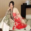 Gradual change flower imitation cashmere scarf women's high sense double-sided jacquard shawl retro scarf