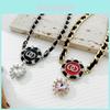 Elegant Korean Style Black Choker Necklace With Heart Pendant For Women