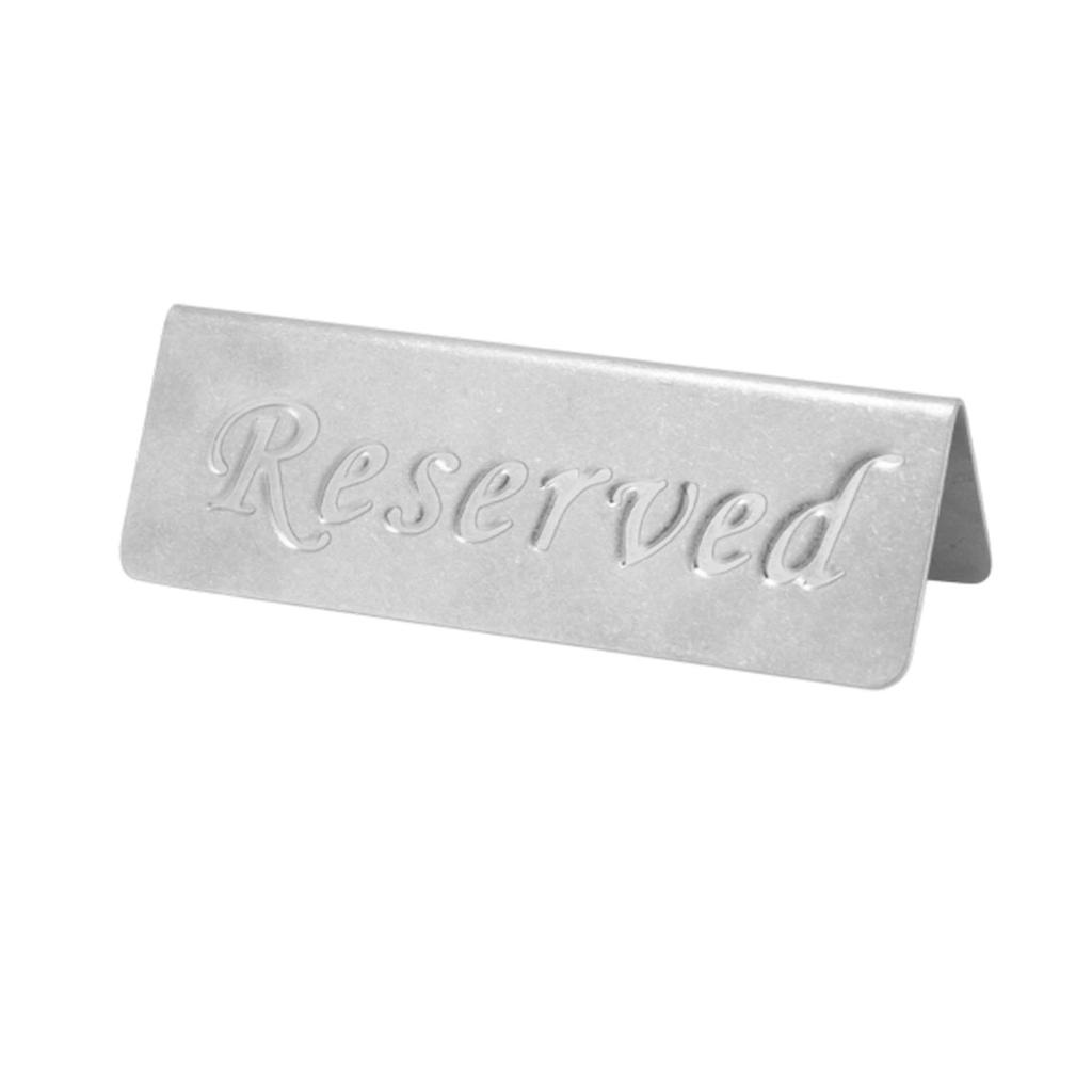 Stainless Steel Reserved Sign English Reserved Letter Table Marker Sandblasted Surface Silver