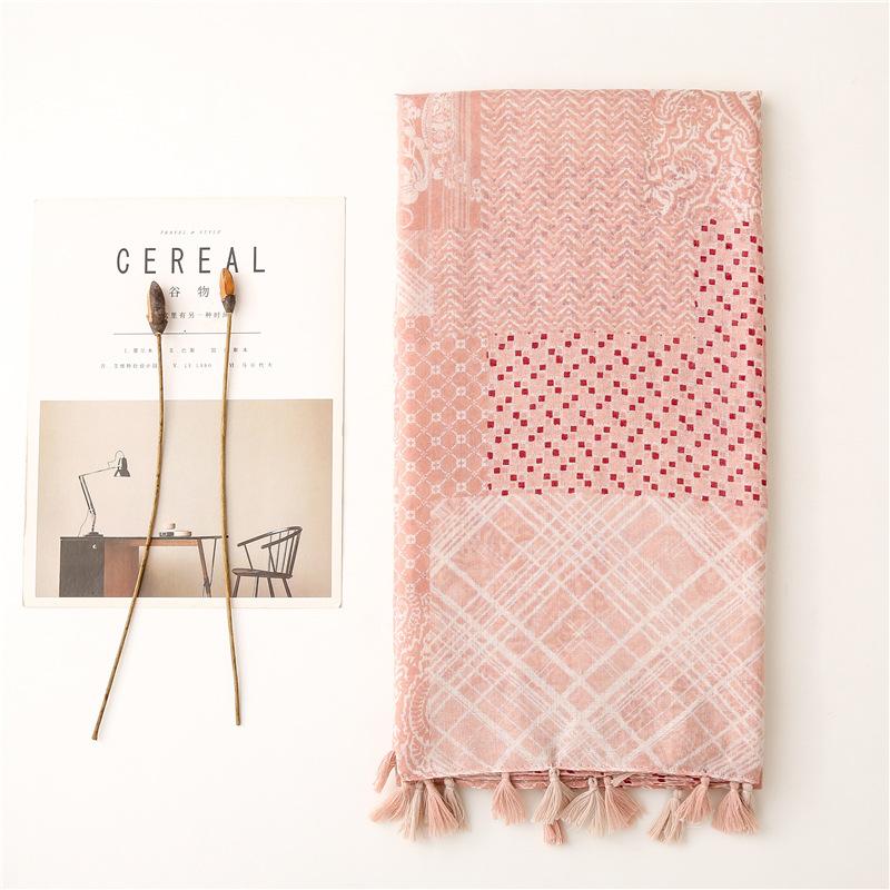 Fashion Luxury Women Dot Viscose Scarf Ventilate Designer Shawl Cotton Linen Tassel Pashmina Muslim Hijab Wrap Floral
