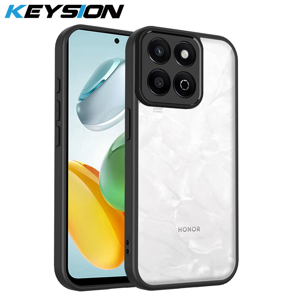 KEYSION Transparent Phone Case for HONOR X7d 5G Soft Silicone+PC Clear Shockproof Phone Back Cover for Huawei Honor 400 Smart 5G