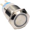 19S Ring LED 19mm Stainless Steel ON Off Flat Head resettable 12V Ring led 1NO1NC Push Button Switch(Blue LED,12V)