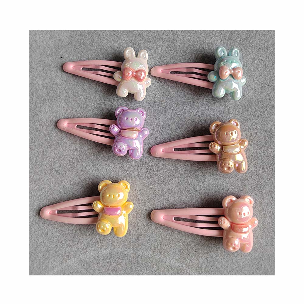 Metal Hair Bobby Clips Headwear Hairpins for Kids Girls Resin Bear Tiger Animal Hair Clips for Children