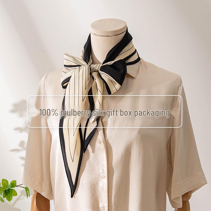 Autumn Double Crepe Silk Scarf: Versatile Casual Neck Warmer & Sun Protection Shawl for Women