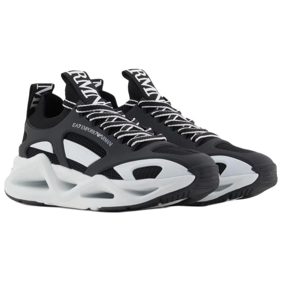 Emporio Armani EA7 Infinity Cage Round Toe Lace-Up Low-Top Lifestyle Sneakers Unisex Sneakers Black X8X174XK377K485