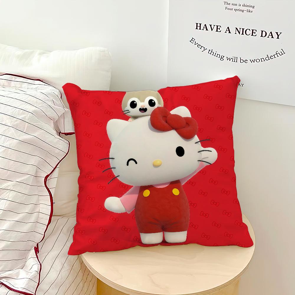 Kawaii Cartoon Cat H-Hello K-Kitty Cute Art Sro Comfortable Soft Pillow Case For Sofa Living Room Home Decor Protective Covers