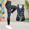 Women Plus Size Two Piece Set Scoop Neck Sleeveless Printed Tank Top Fitted Black Gold Leggings