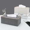 Marble Golden Rim Tissue Box Desktop Washroom Towel Paper Holder Office Desk Tissue Protected Case Metal Color Edge Napkin Box