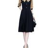 Women's Korean-Style Casual Slimming Elegant A-Line Dress Zipper Patchwork Button Fake Two-Piece Long-Sleeve Dress