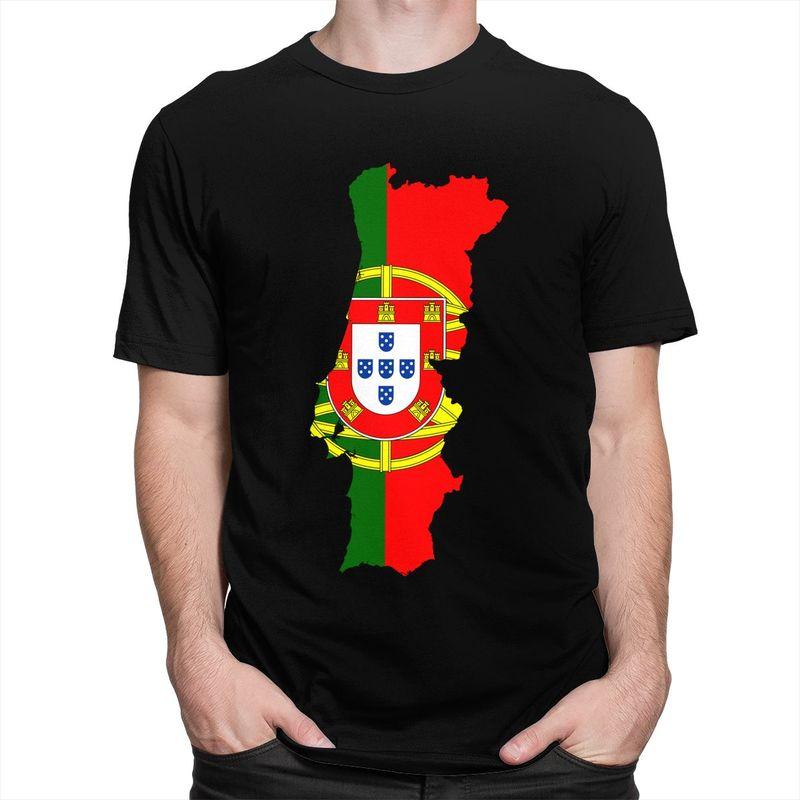 Custom Portugal Map Flag Tshirts for Men Short Sleeves Casual T Shirt Tshirt Slim Fit Pure Cotton Tees Gift Idea