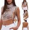Többrétegű Gyöngyök Kristály Mellkas Lánc Camisole Nőknek Hátnélküli Nyakba Köthető Rövid Top Testékszer Strand Mellény