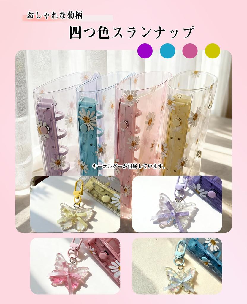 Caderno de Adesivos Azul com Padrão de Crisântemo Tamanho A7 Transparente Binder de Adesivos Transparentes para 10 Adesivos Sticker Perfeito para Oshikatsu Chrysanthemum Girls,