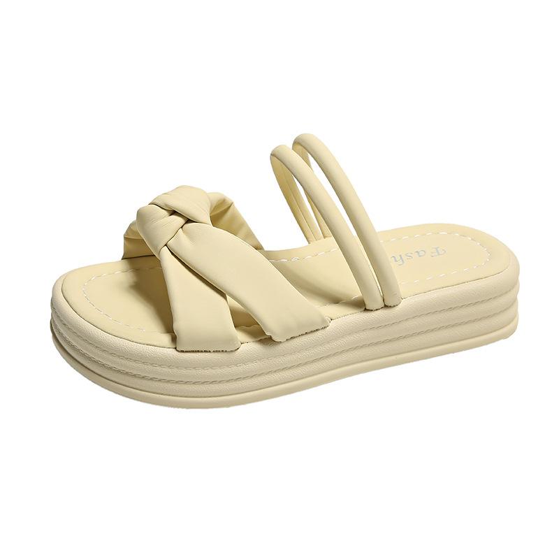 

Сказочный ветер носит крутые тапочки за пределами слова женские летние новые корейская версия бант повседневные платформа сандалии двойного ношения 40 жёлтый