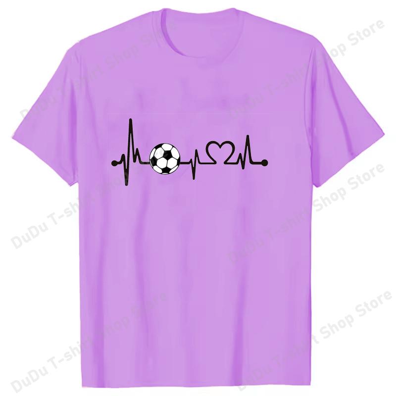 Fashion Heartbeat Football Print Short Sleeve Unisex Women Summer Cool Casual Outdoor T Shirts Tops 2026 Football Fan T Shirts