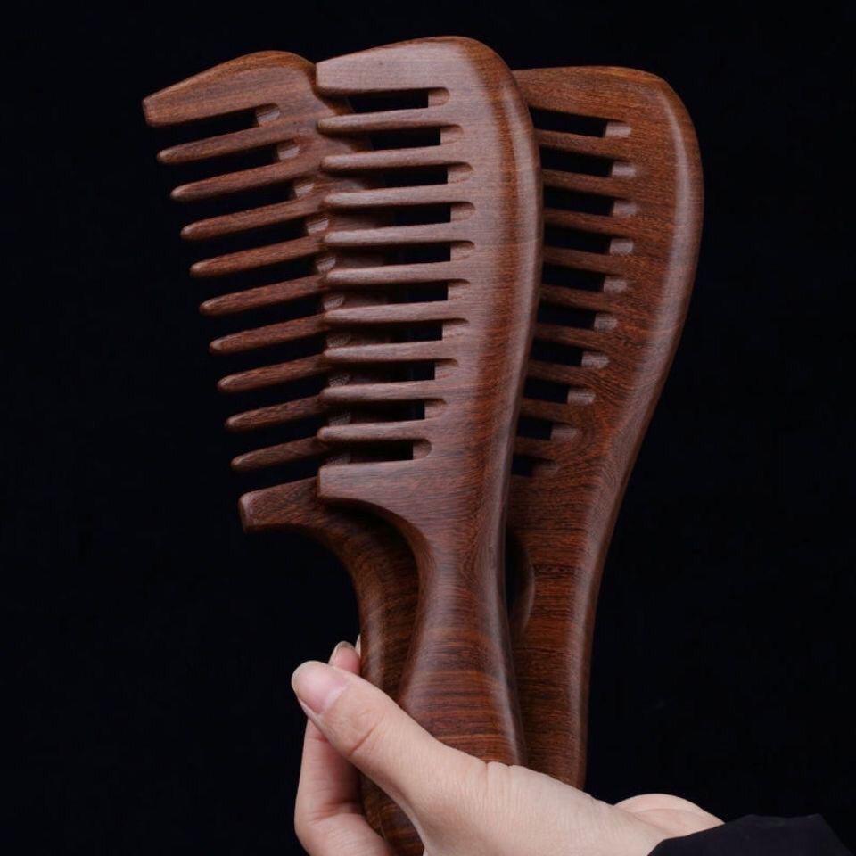 Sandalwood Anti-Static Curling Wide-Tooth Wooden Comb