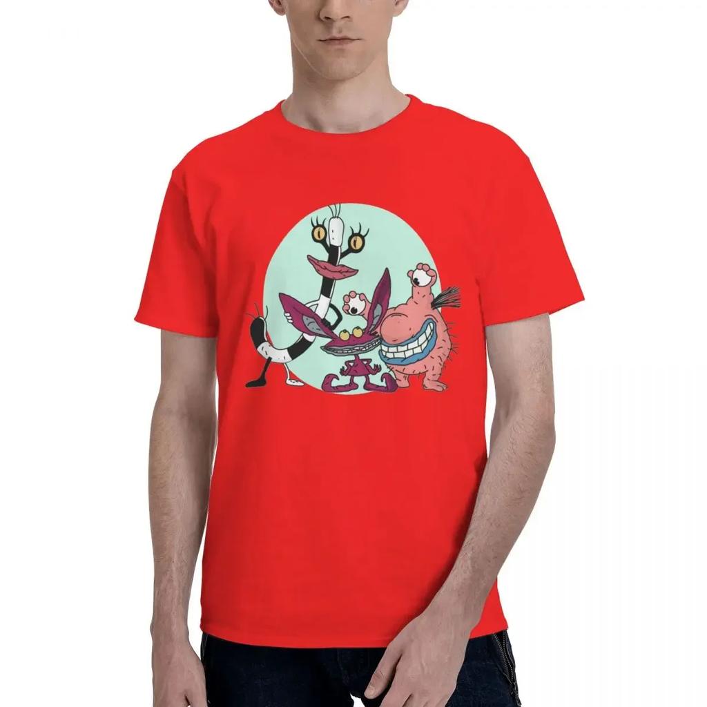 Short Sleeve O Neck T-Shirts Cotton Classic Clothing Cartoon AH Real Monsters Men T Shirt Merch Hipster Tee Oversized Style