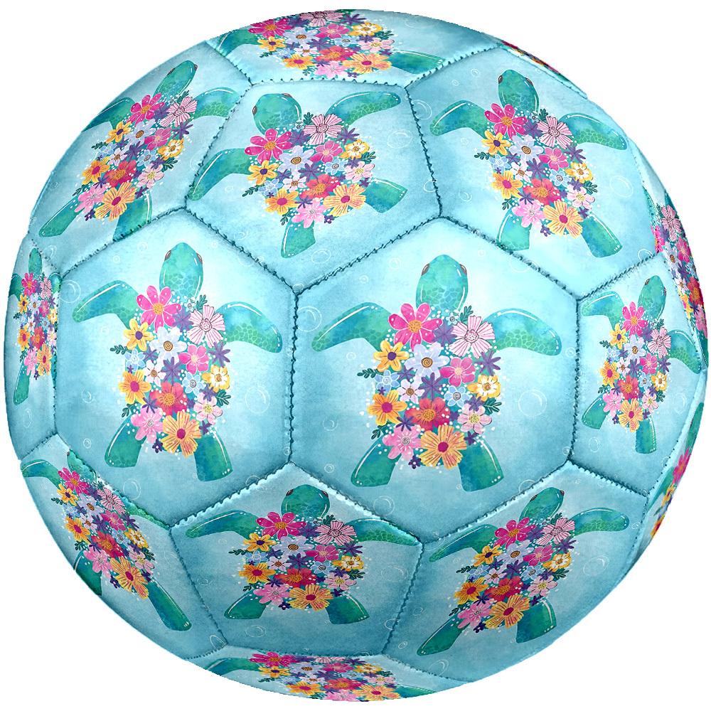 1pc Sea Turtle Flowers Theme Soccer Ball Football, Size 5, Lightweight PVC, Outdoor Training Soccer Ball,Gift J61413