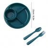 4-Compartment Round Plastic Dinner Plate With Fork Spoon Microwave Safe Fruit Salad Plates Dish For Women Control Diet
