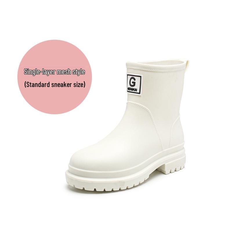 High-End Women's Mid-Calf Non-Slip Waterproof Rain Boots - Japanese Korean Style