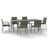 VidaXL Garden Dining Furniture and Cushions 7 Pcs Black and Grey Rattan 3185129