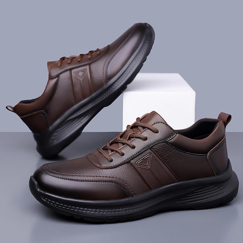 Anti-slip Fashion Running Shoes for Men Solid Color Fashion Casual Leather Sneakers Man Spring Autumn New Designer Shoes Male