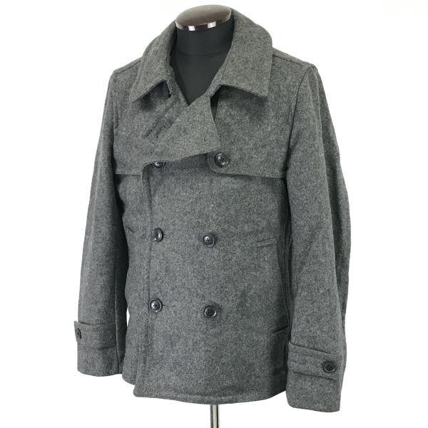 JUNMEN Melton Wool Short Pea Coat Gray Size L(USED)