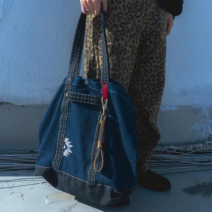 Vintage denim tote bag / Canvas indigo