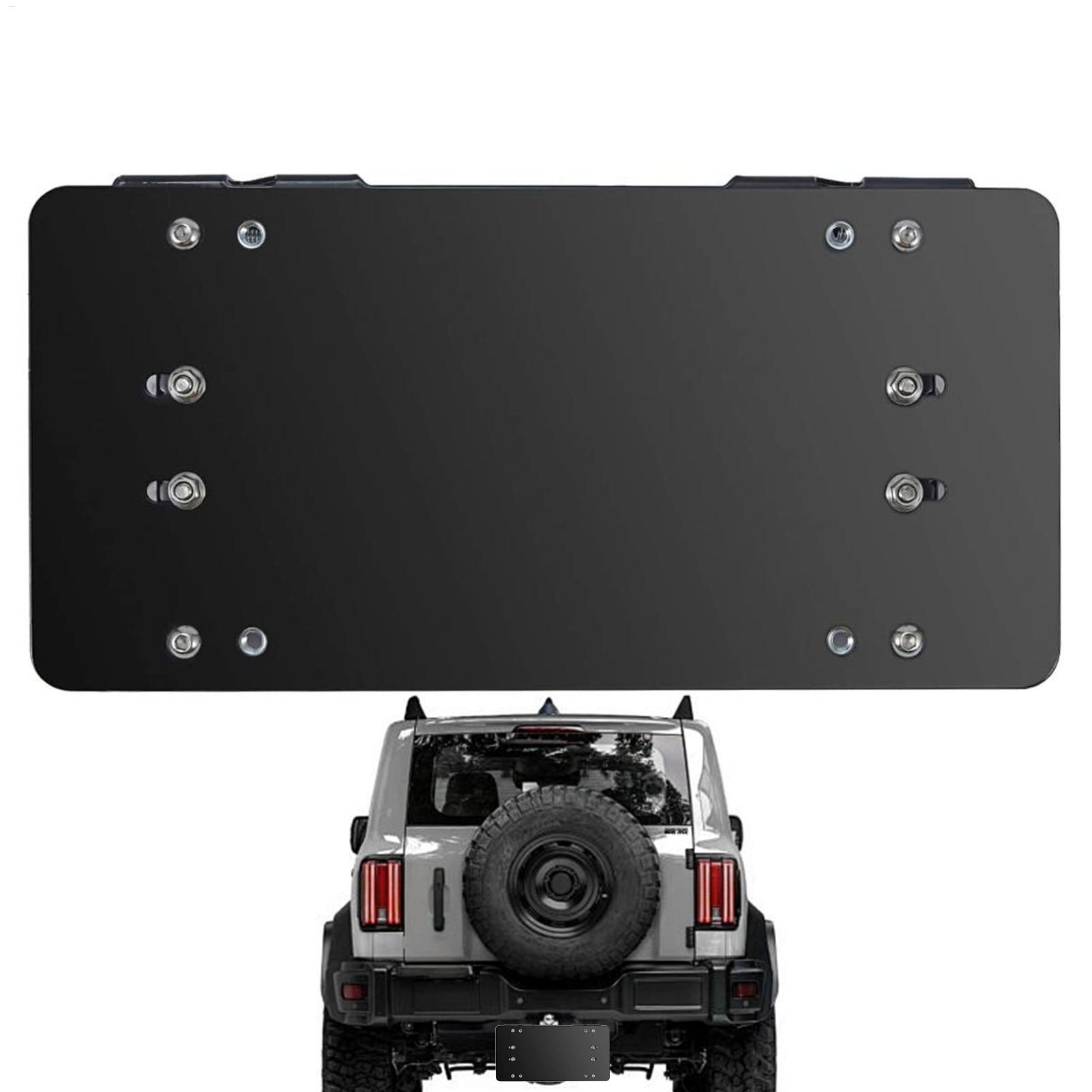 Winch License Plate Mount No Drill License Frame No Drilling Car Accessory For RV Offroad Truck Automotive Vehicle Trailer nero