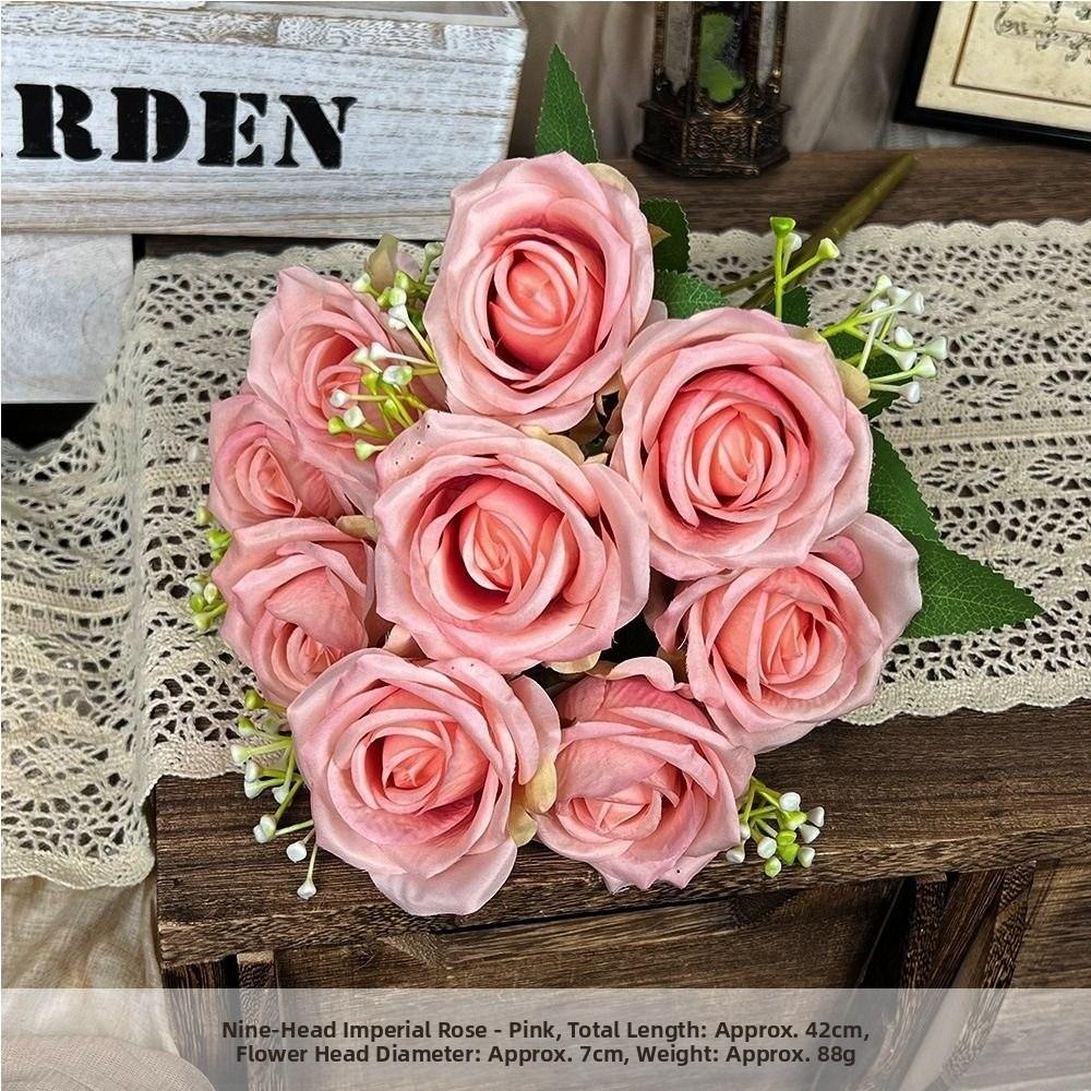 

9 Heads Real Happy Imperial Rose Flower 10 Colors Mini Valentine s Day Flowers Photography Photo Gift Crystal Grass Bouquet