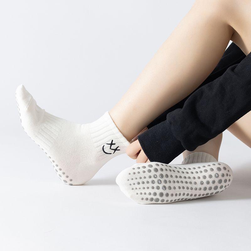 

Yoga Socks Short Spring and Summer Black Non Slip Professional Female Fitness Adult Room Socks Pure Cotton Pilates Athletic Socks Milky White