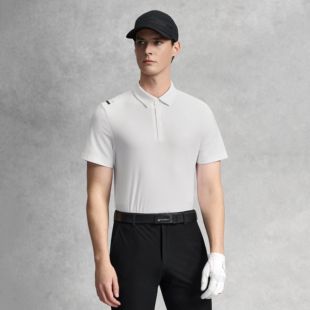 Fila Golf Series Fashion Simple Classic Basic Sports Casual Golf Versatile Comfortable Knitted Short Sleeve Polo Shirt Men Polo Shirts A11M625104FWT
