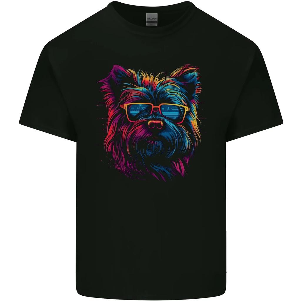 Retrowave Yorkshire Terrier Dog Kids T-Shirt Childrens